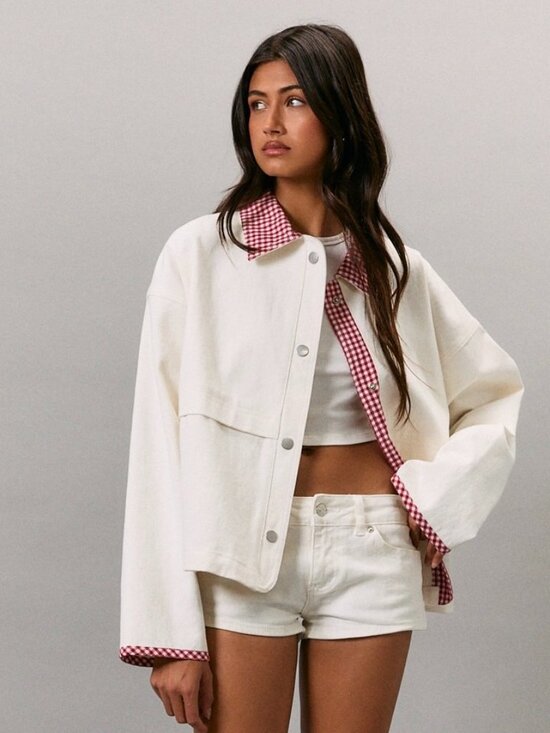 The Wild Clover Jackets & Blazers - ❌SOLD OUT❌ NEW HAMPSHIRE SPACE WHITE GINGHAM BARN JACKET